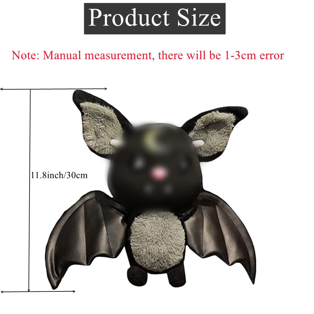 NatureMan Bat Plush Stuffed Animal Toys,Halloween Black Bat Decor Soft Hugging Plush Doll Toy Gifts,for Kids Birthday, Halloween, Christmas (Black,11.8inch)