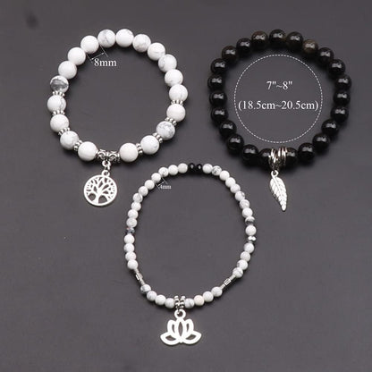 UEUC Tree of Life Yoga Healing Stone Bracelets,Multilayer Lotus Chakra Stone Reiki Bracelet Sets,Anxiety Crystal Natural Stone,for Women Stress Relief(#175)