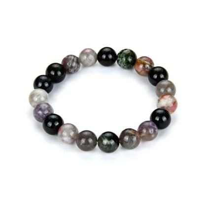 Adabele Real Natural Multi Colors Tourmaline Gemstone Beaded Bracelet 7 Inch Stretch Chakra Healing Crystal Stone Women Mom Gift (Unisex) GB10-A51