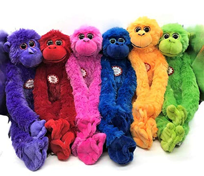 The Petting Zoo Monkey Stuffed Animals, Plush Toys for Girls and Boys, Rainbow of Colors-20 Inches (Blue)