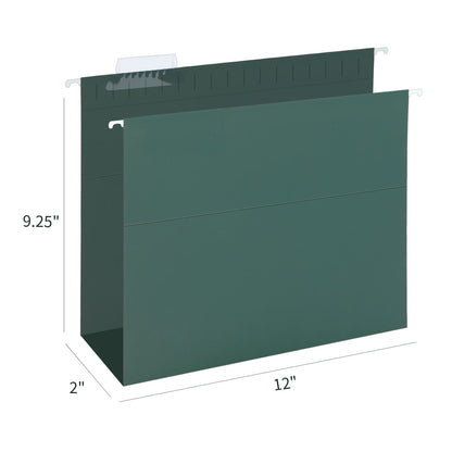 HERKKA Extra Capacity Hanging File Folders, 60 Pack Reinforced Letter Size Hanging Folders with Heavy Duty 2 Inch Expansion, Designed for Bulky Files, Medical Charts, Green