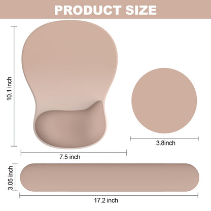 Ergonomic Mouse Pad with Wrist Rest and Keyboard Wrist Rest, Gel Mousepad and Wrist Rest for Computer Keyboard, Pain Relief, Non-Slip PU Base, Mouse Pad with Wrist Support for Gaming, Office, Brown