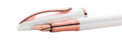 Pelikan Jazz Noble 821681 Fountain Pen Mother of Pearl (White) for Right-Handed and Left-Handed Users, Elegant Metal Cartridge Fountain Pen, Nib M, in Folding Box