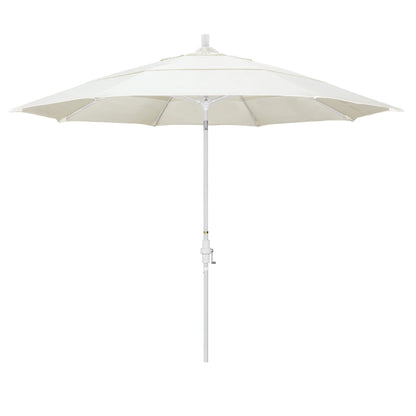 California Umbrella 11' Rd. Fiberglass Rib Patio Umbrella, Crank Lift, Collar Tilt, White Pole, Canvas (GSCUF118170-SA53-DWV)