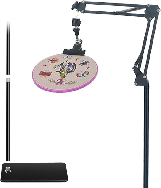 Embroidery Hoops Stand,Rotate Hand Embroidery Floor Stand Embroidery Hoop Holder Stand Can Move Freely Hand Embroidery Stands Floor Cross Stitch Hoop Stand Suitable for