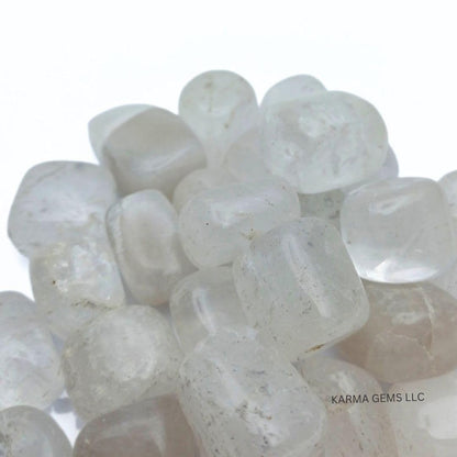 Karma Gems 1lb Clear Quartz Tumbled Stones - Polished Stones for Positive Energy - Crystal Kit for Fresh Mind & Restful Sleep-Healing Stone for Chakra Balancing-Ideal for Gift & Home Decor (15-25 Mm)