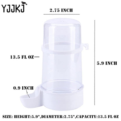 Pet Bird Water Feeder, 13.5 Oz Parrot Water Dispenser, Bird Cage Suspended Automatic Water Dispenser for Parakeet Budgie Lovebirds Cockatiel (2PCS)