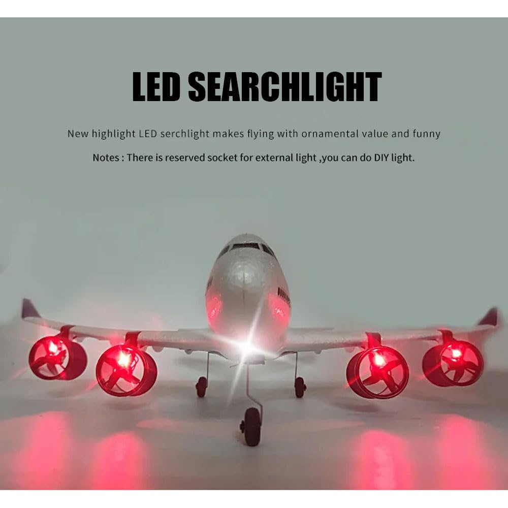 FANXMF RC Airbus 747 A380 2.4G Remote Control Electric Plane Four Motor RC Airplane Toy RC Airliner with LED Lights Drop Resistant Aircraft 2 Batteries EPP Airplane for Beginners Kids Gifts (A-380)