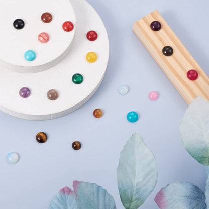 Fashewelry 50Pcs Natural Agate Cabochons Colorful Stone Half Round Beads 10mm Flat Back Gemstone Chakra Healing Crystal Dome Cover Cabs for Jewelry Making