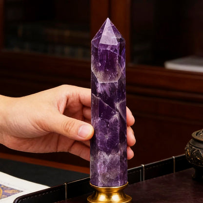 Amethyst Crystal Point Wand 5.9 Inch Natural Healing Crystal Wand for Reiki Chakra Balancing Meditation & Spiritual Energy Therapy(5.9inch Wand Amethyst)