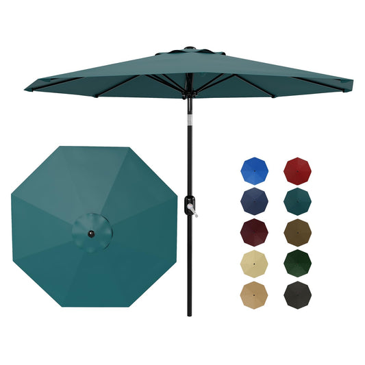 Garvee 9 ft Patio Umbrella - 8 Sturdy Ribs Outdoor Table Umbrella with Crank Lift & Push Button Tilt - Market Umbrella for Pool, Deck, Yard, Garden - Turquoise