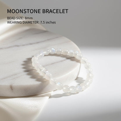 The Vida Handmade AAA+ Quality Crystal Stretch Elastic Bracelet - Nature Gemstone - Jewelry Gift - Holiday Gift - For Women & Men (Moonstone)