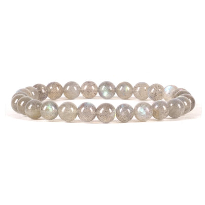 Cherry Tree Collection - Small, Medium, Large Sizes - Gemstone Beaded Bracelets For Women and Men - 6mm Round Beads (Labradorite AA Grade - Medium)