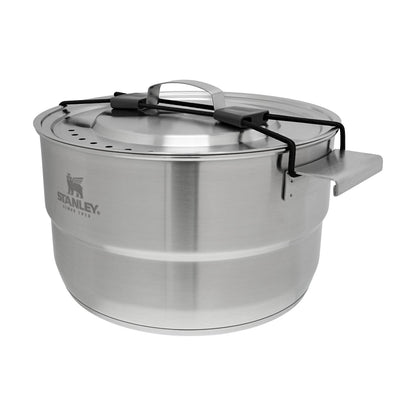 Stanley Adventure 11-Piece Even Heat Pro Camp Cook Set | 4.75 qt Stock Pot | 1.9 qt Saucepan | 8.5 in Frying Pan | Utensils | Stainless Steel Outdoor Cookware for Backpacking and Camping | BPA-Free