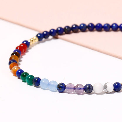 Wizock Reiki 7 Chakra Beaded Anklet Meditation Yoga Colorful Ankle Bracelets for Women Balance Beach Foot Jewelry Adjustable (Lapis Lazuli)