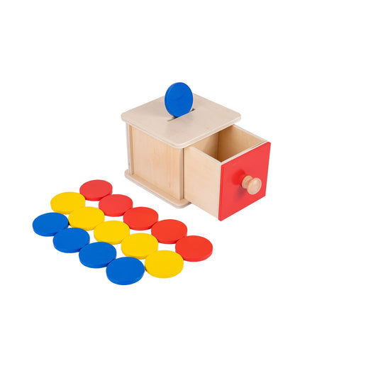 Adena Montessori Coin Lock Box,2 in 1 Object Permanence Box Toys for 1 Year Old Baby Coins,Wooden Mechanisms Help Develop Probelm Solving Skills Toys for 6-12 Month Infant Toys,Learning Kids Gifts