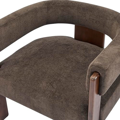 Christopher Knight Home Nettie Modern Accent Chair for Living Room, Velvet Fabric Single Lounge Sofa Chair with Wooden Frame, Comfy Reading Chair for Bedroom, Lounge Armchair with Cushion, Dark Brown