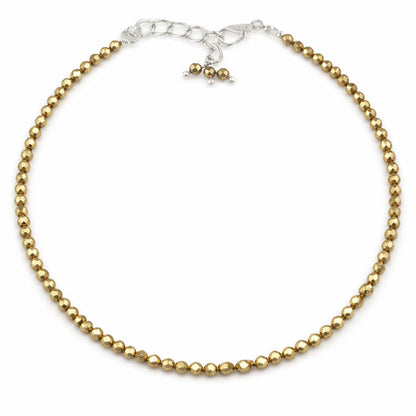 Gempires Golden Pyrite Gemstone Beaded Bracelet for Women | Dainty Natural Stone Beads 2.5 mm | Handmade Stacking Bracelet | Adjustable Minimalist Jewelry | Gold Bracelet Gift for Her
