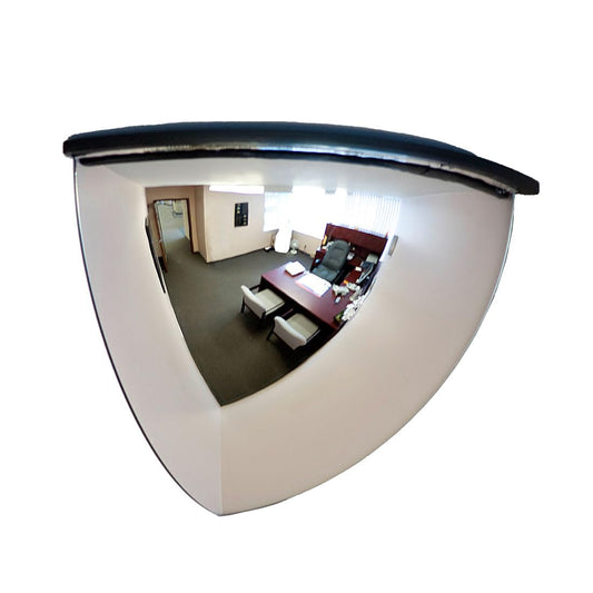 Vision Metalizers 18" Acrylic Quarter Dome Mirror With Plastic Back, Round Indoor Security for Driveway Safety Spots, Outdoor Warehouse Side View, Circular Wall for Office Use (DPB1814)