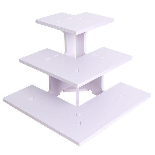 HAOWUJIN 3 Tier Corner Retail Display Stand Portable Product Shelves, White Store Retail Display Stand, Cupcake Stand, Candle Tumbler Display Rack for Craft Shows, Trade Shows, Farmers Market