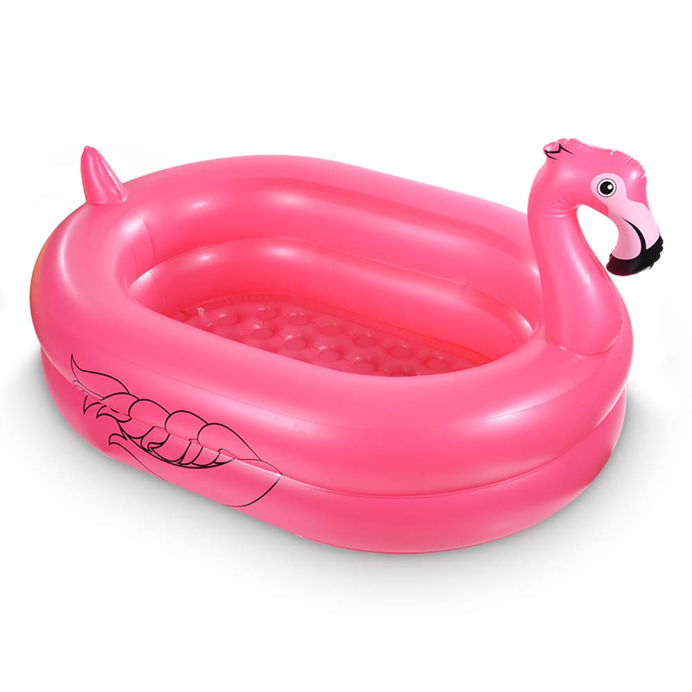 Kiddie Pool, Inflatable Pool, Flamingo Swimming Pool with Inflatable Soft Floor for Outdoor, Indoor, Backyard (60 in)