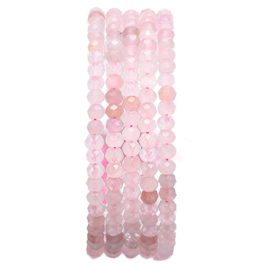 BEADIA Faceted Natural Rose Quartz Crystal Stone Rondelle 3x4mm Loose Semi Gemstone Beads for Jewelry Making 38cm
