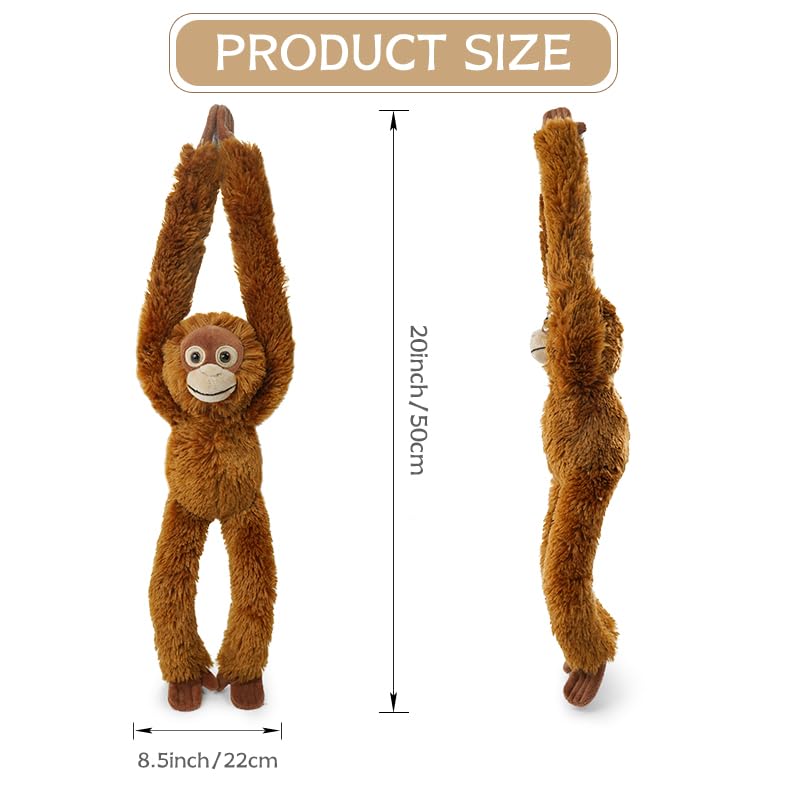 Hideekoog Stuffed Orangutans Toy Hanging Stuffed Animal, Hooks and Stuffed Monkey Animals with Rings for Kids, Gifts for Boys and Girls Hanging 20inches
