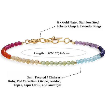 COAI Healing Crystal Bracelet for Women, Beaded 7 Chakra Bracelet for Women 3mm