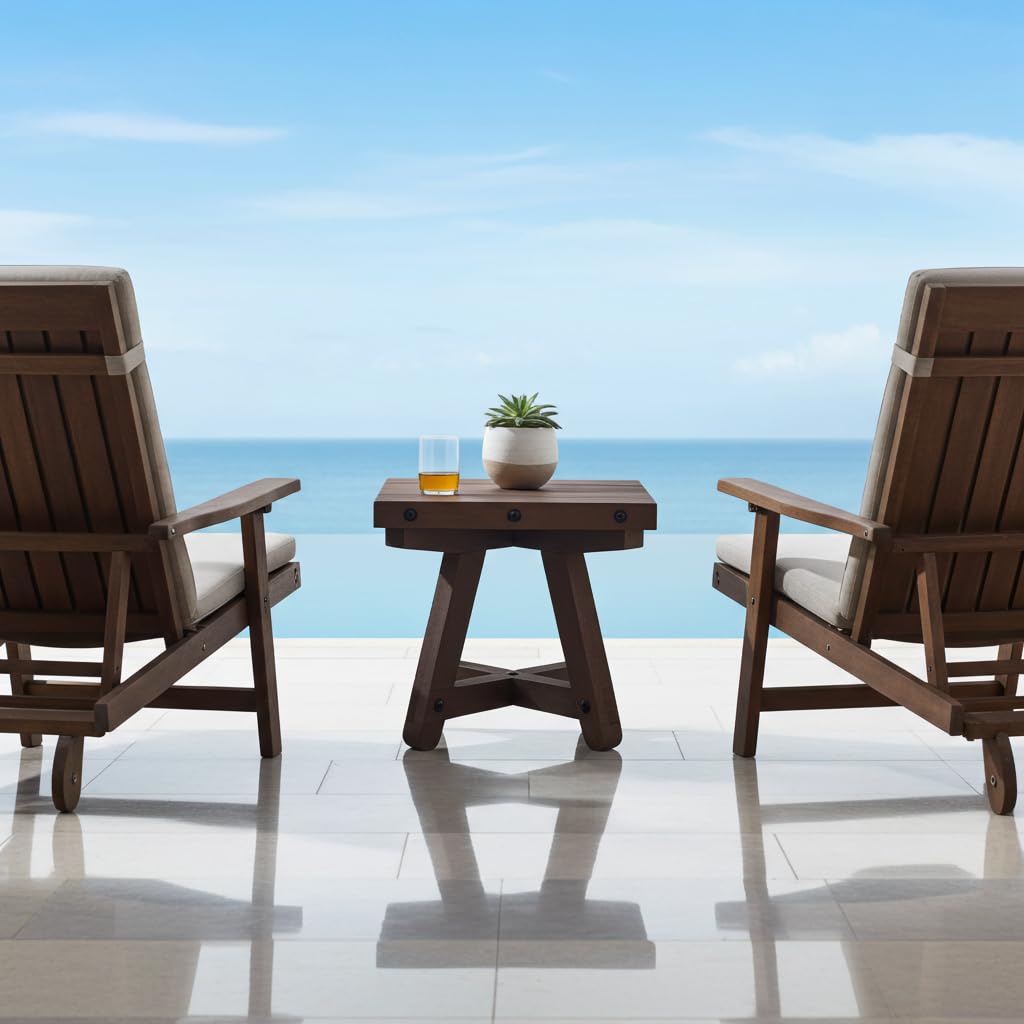 Handcrafted Outdoor-Indoor Table, Unfinished Hardwood, Side Table, 15" X14.5" Tabletop [Width] 16.125" [Height]