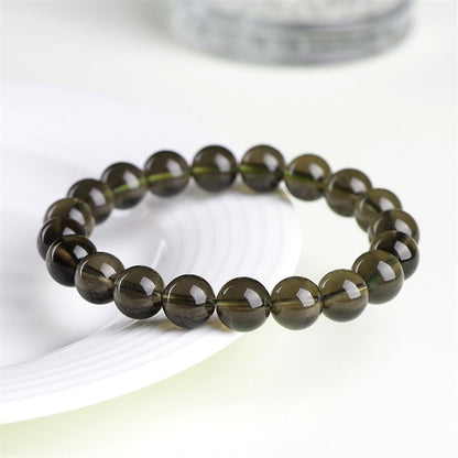 UNGUGU Saffordite Cintamani Beads Bracelet,Genuine Arizona Obsidian Tektite Raw Bracelet