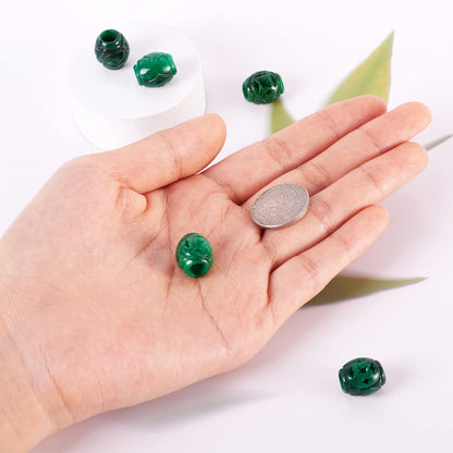 Fashewelry 5Pcs Natural Myanmar Jade Stone Large Hole Beads Barrel Engraving Gemstone European Charm Beads Drum Shape Healing Chakra Gems Loose Spacers for Jewelry Making 4mm Hole
