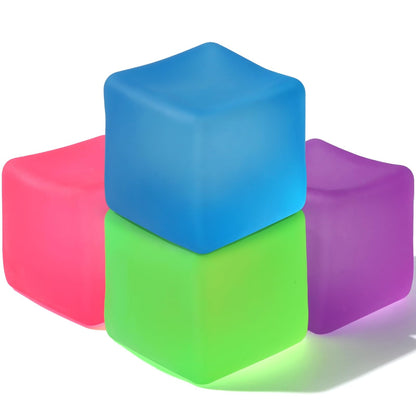 APLIST Stress Cube Squishy Fidget Toys - 4 Pack 2 Inches Square Ice Squeeze Balls High Density Gel Filled, Quiet Fidget for Classroom Student Calming, Sensory Anxiety Relief Item for Kids Adults