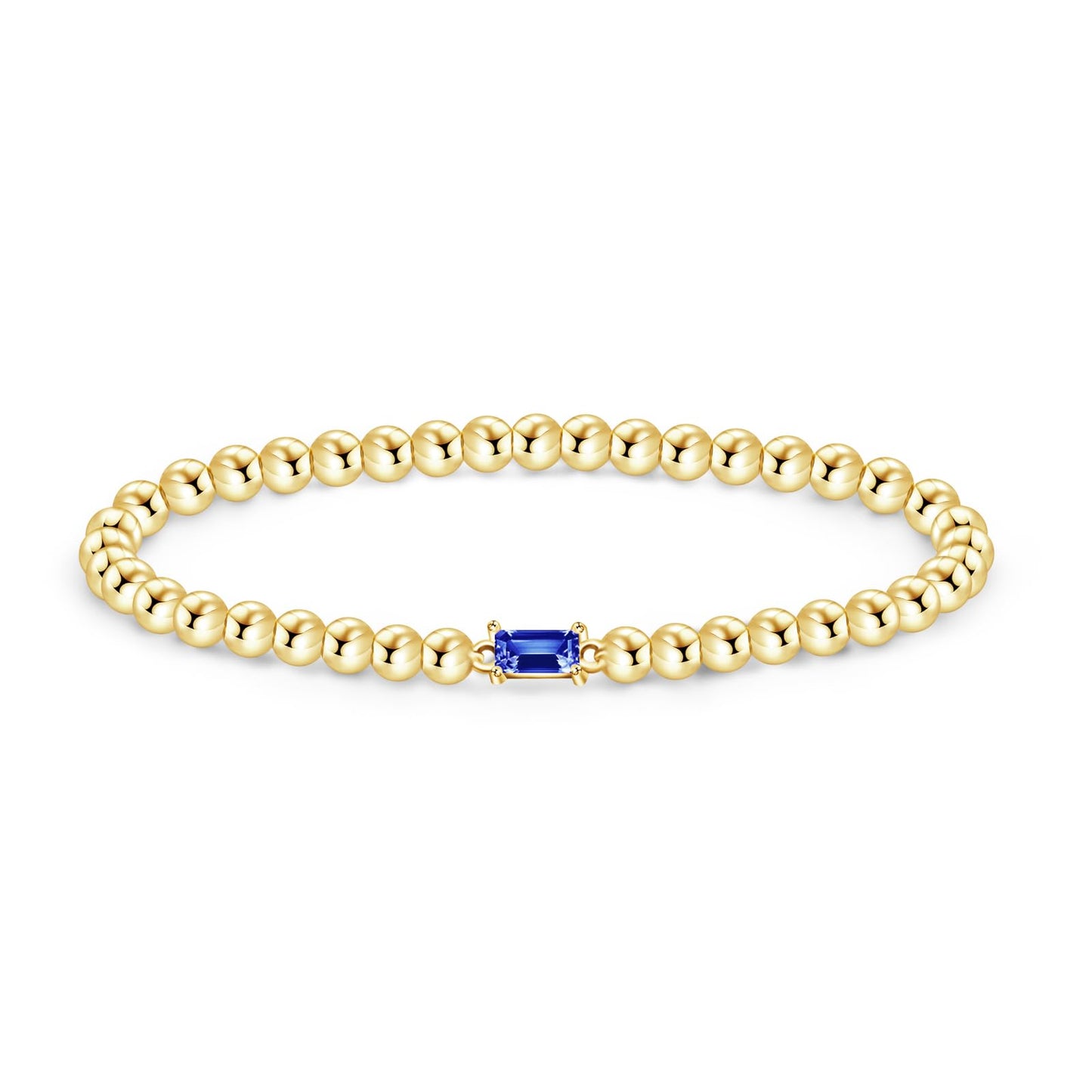 Free bird 14K Gold Beaded Bracelets December Birthstone Braclet with Tanzanite Gemstone Bracelet Dainty Gold Stretch Stacking Bracelet for Birthday Gifts