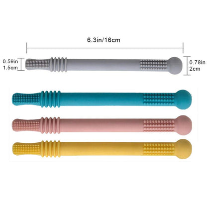 Stylebest Hollow, Silicone Baby Teething Toys Chew Straw for Infants 0-6 Months, with Soft Massage Teeth and BPA Food Grade Material (Mixed Color)