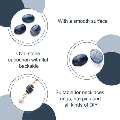 Fashewelry 20Pcs Natural Oval Moss Agate Flat back Gemstone Cabochons 14x10mm Healing Chakra Crystal Stone Bead Cab Covers No Hole for Jewelry Craft Making