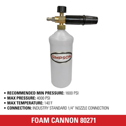 Simpson Cleaning 80271 Pressure Washer Foam Cannon with 1/4 Inch Quick Connector, 1 Liter, White