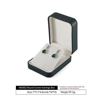 Yinbeini Leather Jewelry Box, Green Earring Storage, Luxury Gift Box for Engagement, Wedding, Elegant Diamond Case