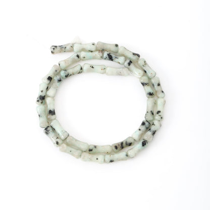 5x12mm Natural Kiwi Jasper Stone Bamboo Shape Gem Healing Energy Loose Spacer Beads for DIY Necklace Bracelet Earring