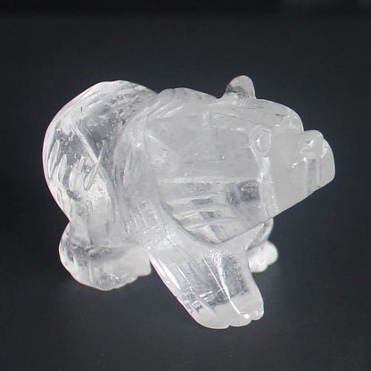 HLbshi Hand Carved Mixed Gemstone Crystal Bear Figurine Animal Carving Statue Home Decor 1.5'' (White Quartz)