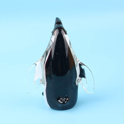 Quligeta Hophen Glass Penguin Figurine Handmade Blown Art Crystal Penguin Sculpture Animal Statue Collectable Desk Decoration Ornaments (White and Black)