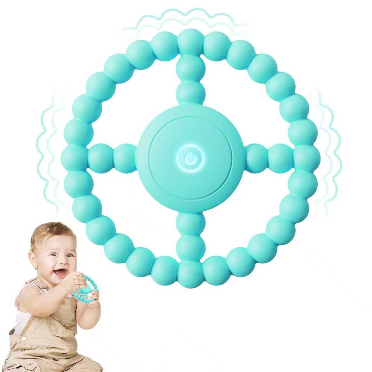 Vibrating Sensory Teething Toys,Baby Toys 6-18 Months, Autism Support & Oral Development, USB Rechargeable Teether for Toddlers, 1-2 Year Old Boys Christmas Girls Gifts idea(Green)