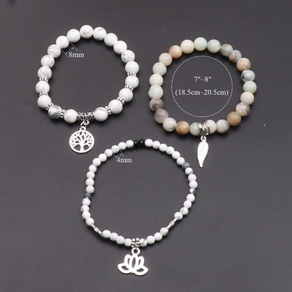 UEUC Tree of Life Yoga Healing Stone Bracelets,Multilayer Lotus Chakra Stone Reiki Bracelet Sets,Anxiety Crystal Natural Stone,for Women Stress Relief(#172)