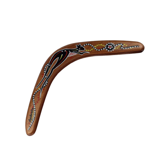 Boomerang Native Art 12-Inch Australian Wooden Boomerang | Handcrafted Kangaroo Cultural Art | Plantation Timber | Adult Sport & Decorative Display Collectible