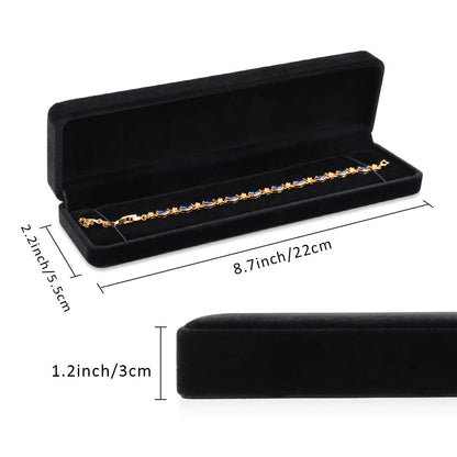 iSuperb Set of 2 Velvet Necklace Box Long Bracelet Box Display Chain Jewelry Box Case 8.7x1.6x2inch for Necklace Storage Gift Box