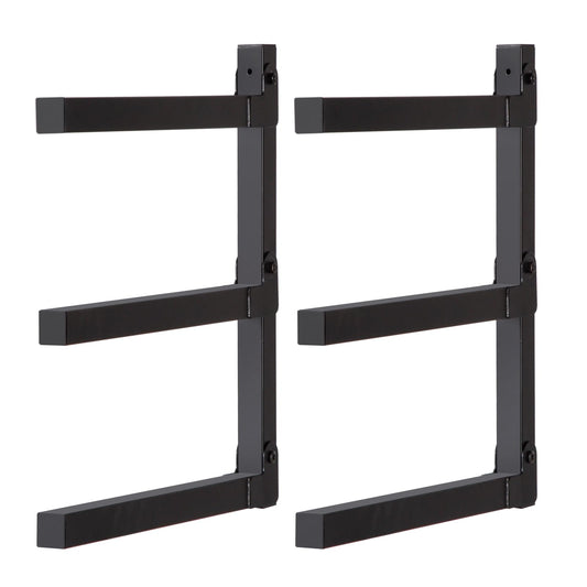 mekpiwu 3-layer wooden storage metal rack, wall mounted storage rack, suitable for storage shelves in sheds and garages (black, 2pcs)