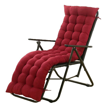 Sun Lounger Chair Cushions, Sundlight Patio Cushions Chaise Mattress Recliner Quilted Thick Padded Seat Cushion Reclining Chair Rocking with Ties (Red, 155x48x8cm/61x18.89x3.14inch)