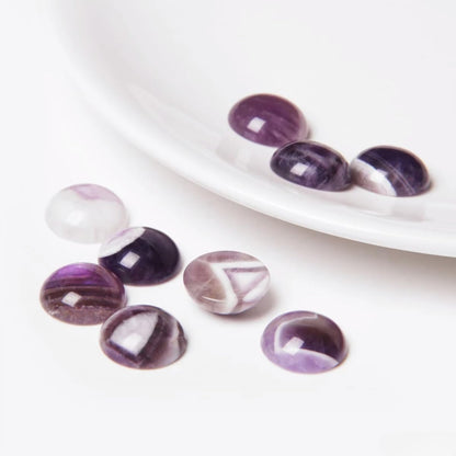 20pcs 16mm Natural Stone No Hole Amethyst Semicircle Smooth Cabochons Beads Healing Chakra Crystal Stone Bead for Jewelry Making Rings Earrings Necklace Bracelet DIY Crafts