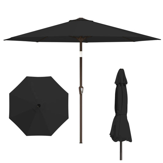 Tobeos 11FT Patio Umbrella, Outdoor Umbrella with with 8 Sturdy Fiberglass Ribs,Market Table Umbrella with Push Button Tilt and Crank,Suit for Backyard,Garden,Pool,Deck(Black)