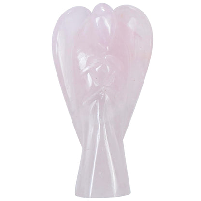 Crocon Rose Quartz Gemstone Guardian Angel Healing Figurine, Hand Carved Pocket Angel - Crystals for Positive Energy, Handmade Mini Statue for Love, Peace & Healing, Natural Gemstone Healing Figurine