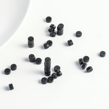 Natural Black Agate Stone Spacer Beads 6x3mm 38cm/str Flat Round Loose Semi Gemstone Caps for Making Bracelets Necklace